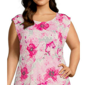 NWT Allison Daley Sleeveless Top Floral Pink Women's Size XL